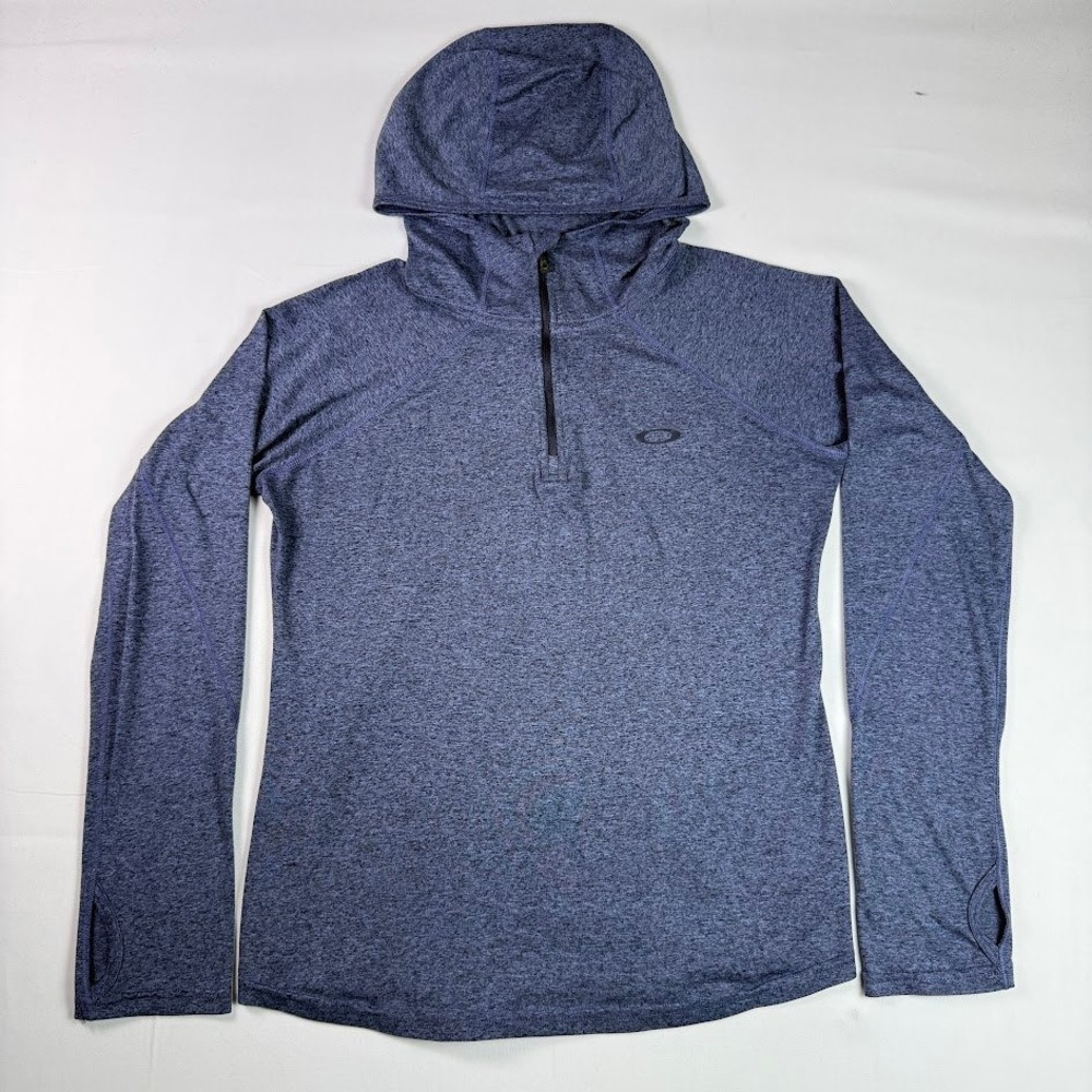 Oakley O-Hydrolix Hoodie Womens Medium Purple Blue Heathered 1/4 Zip Thumbholes